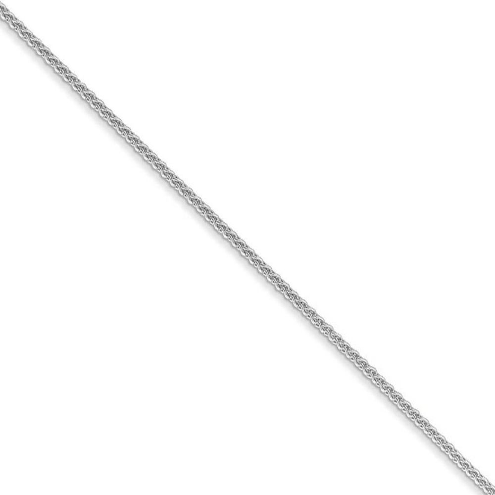 1mm 10k White Gold Solid Spiga Chain Necklace, 24 Inch
